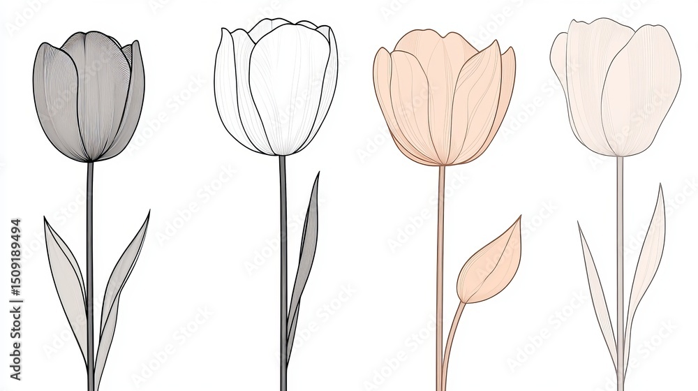 Poster a simple design and delicate lines define the elegant line art used in this artistic tulip represent