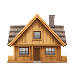 Professional Vector Illustration of a Wooden House for Real Estate Marketing Collateral