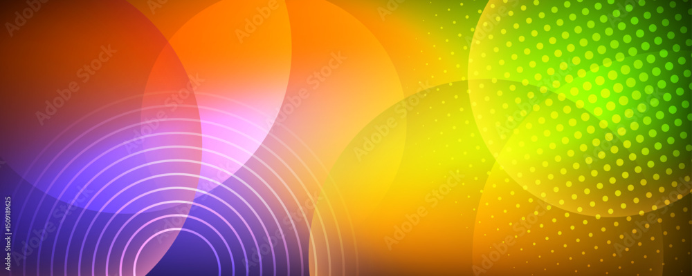 Poster 3d colorful abstract background overlap layer on bright space with circles effect decoration. modern