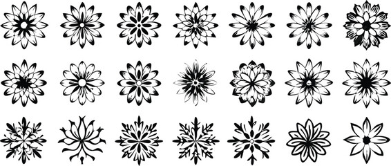 a set of Flower Design Set  Radial Petal Motifs for Decorative Use