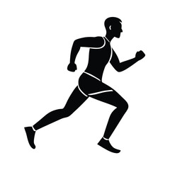 Man Jogging Outdoor Running Motion Silhouette Vector Art Illustration