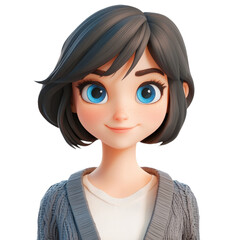 Charming Cartoon Girl Portrait: A Captivating Digital Rendering of Youthful Beauty and Animated Style, Perfect for Creative Designs and Artistic Expressions