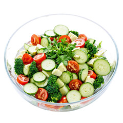 vegetable salad in a glass bowl isolated on transparent background