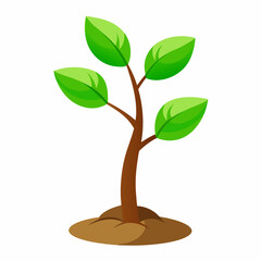 Fototapeta premium Cartoon illustration of a small tree sapling growing in soil