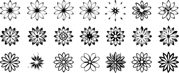 a set of Symmetrical Flower Design Radial Petal Motifs for Decorative Use