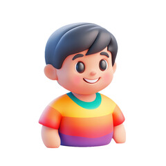 Charming Cartoon Boy: A Cheerful 3D Render of Youthful Joy and Vibrant Style, Perfect for Playful Designs and Animated Characters