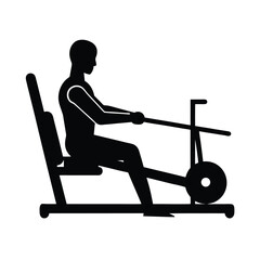 Seated Row Machine Gym Workout Tool Silhouette Vector Art Illustration