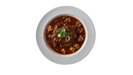 Top View of Desi Nihari with Bone and Rich Gravy – White Plate.