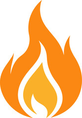 Simple fire icon for emergency heat, hazard or energy symbol with editable flat vector design