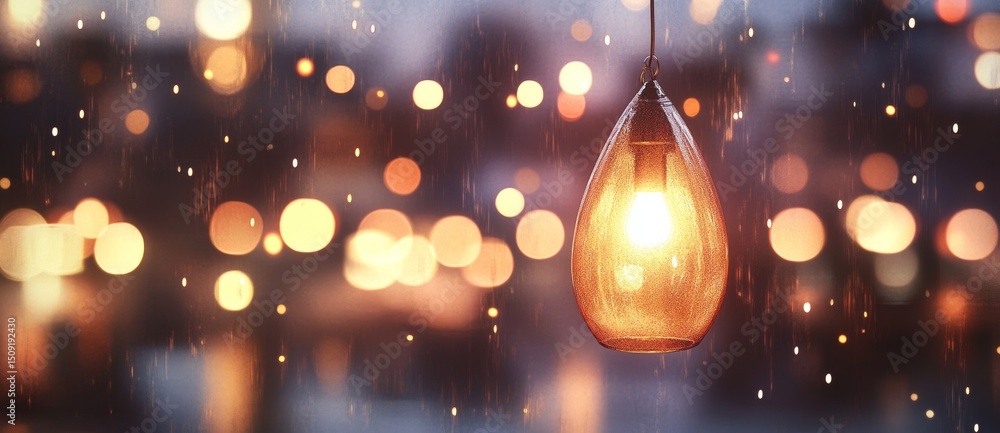 Poster glowing lanterns suspended in a nighttime forest create an air of magic, making it an ideal setting 