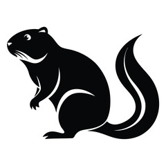 Cute cartoon vector illustration of a black and white squirrel