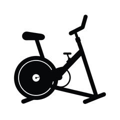 Stationary Bike Indoor Cardio Fitness Equipment Silhouette Vector Art Illustration