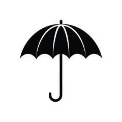 Umbrella Protection From Rain Outdoor Tool Silhouette Vector Art Illustration