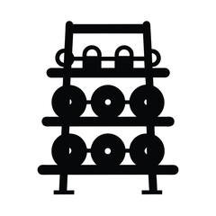 Weight Rack Gym Equipment Organizer Silhouette Vector Art Illustration