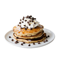 Chocolate Chip Pancakes With Whipped Cream  isolated on a transparent background