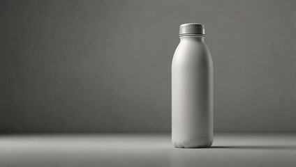 Blank white plastic bottle mockup on white background. 3D rendering. Created using generative AI tools

