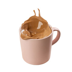 Hot chocolate splashing out of The Cup on a Transparent PNG background 