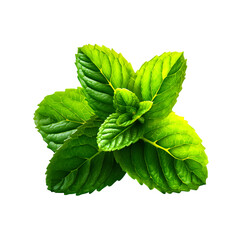 Top-down mint leaf, isolated to transparent background, vector style, fresh green color, smooth texture, PNG look --raw --ar 1:1 --v 7.0 --p 537mr6h
