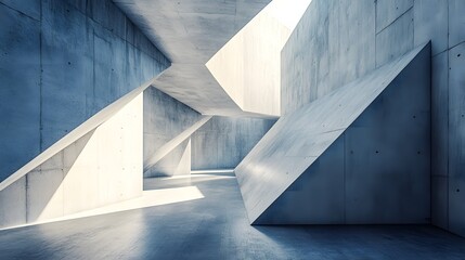 Obraz premium Modern concrete architectural interior with geometric shapes.