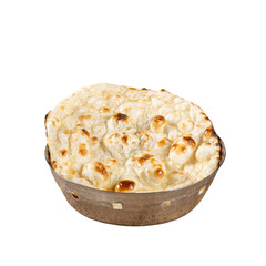 Butter Naan in a Roti basket on a Transparent PNG background 