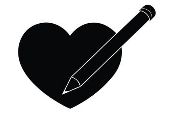 heart and pencil vector icon
