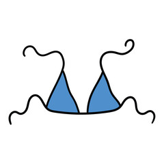Naklejka premium Hand drawn cartoon blue bra on white background.