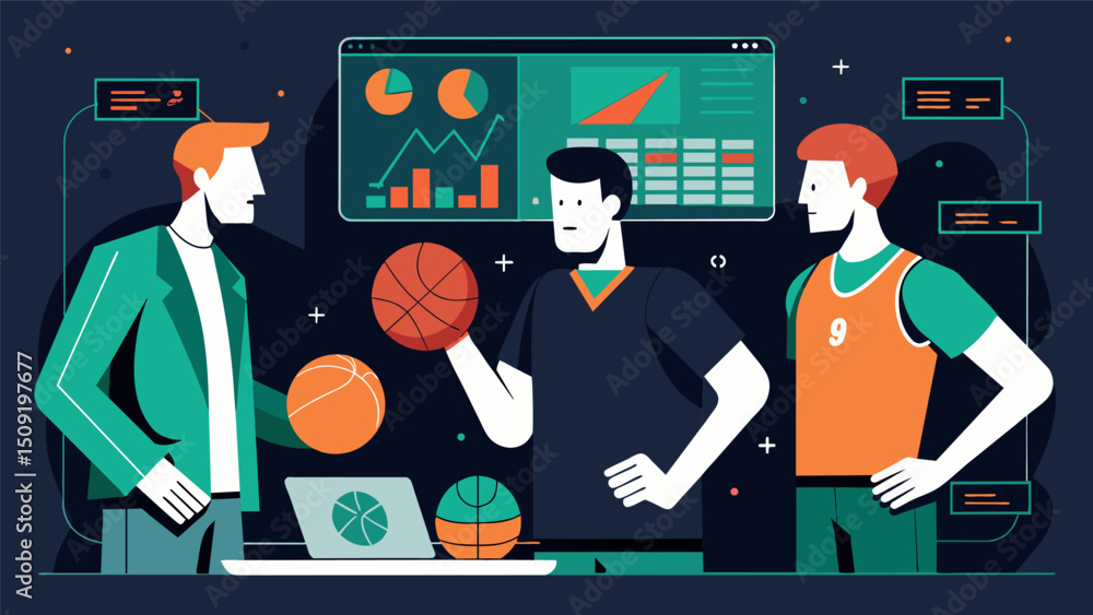 Aufkleber a basketball team invests in the latest data visualization tools to better understand their players 