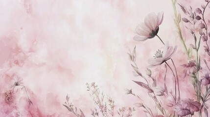 Delicate floral design in muted pastel tones.