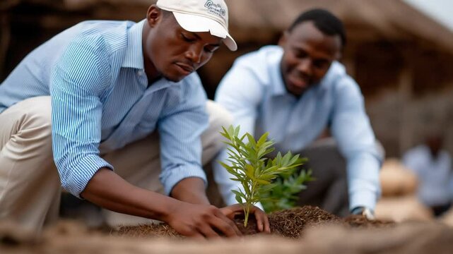 Capture the essence of environmental progress with our stock video of a reforestation policy launch event featuring a dynamic tree planting initiative.