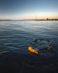 Amazing sunset over lake Balaton in summer