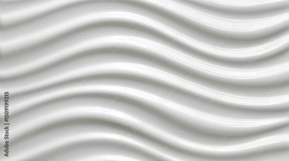 Poster white waves flowing smoothly, creating textured backdrop with clean aesthetic, representing purity a