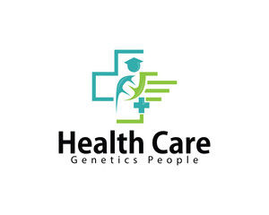 health care logo creative design concept plus genetics people education