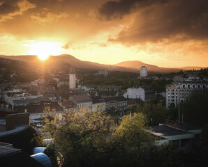 Amazing sunset view from Buda Castle, Budapest