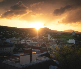 Amazing sunset view from Buda Castle, Budapest