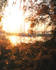 Amazing sunset over lake Balaton in summer