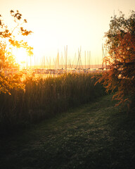 Amazing sunset over lake Balaton in summer