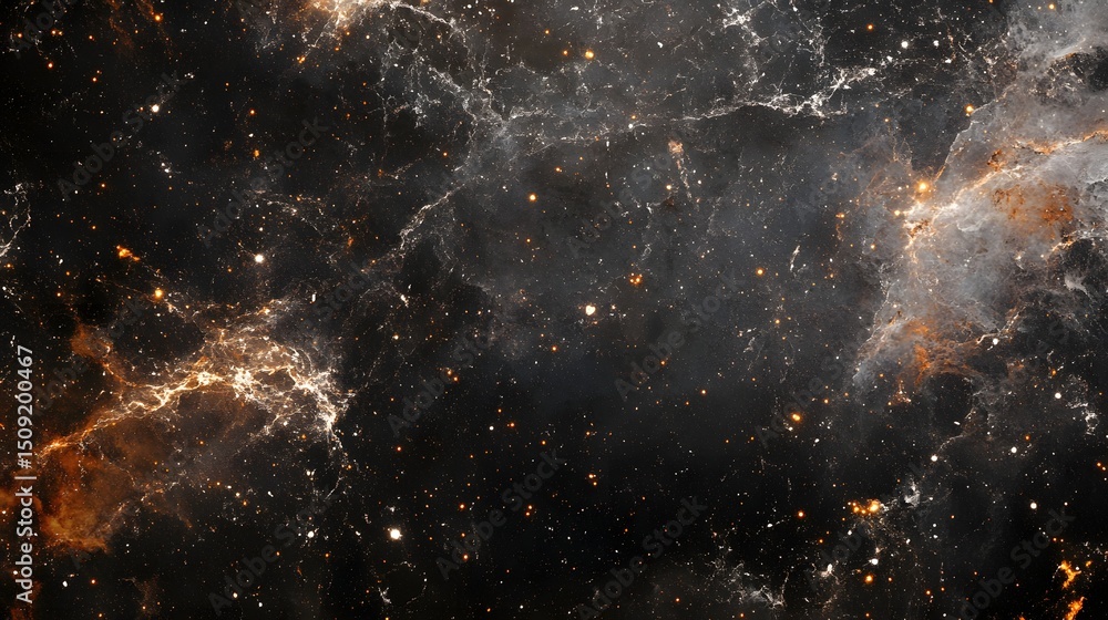 Poster deep space nebula with intricate glowing structures.