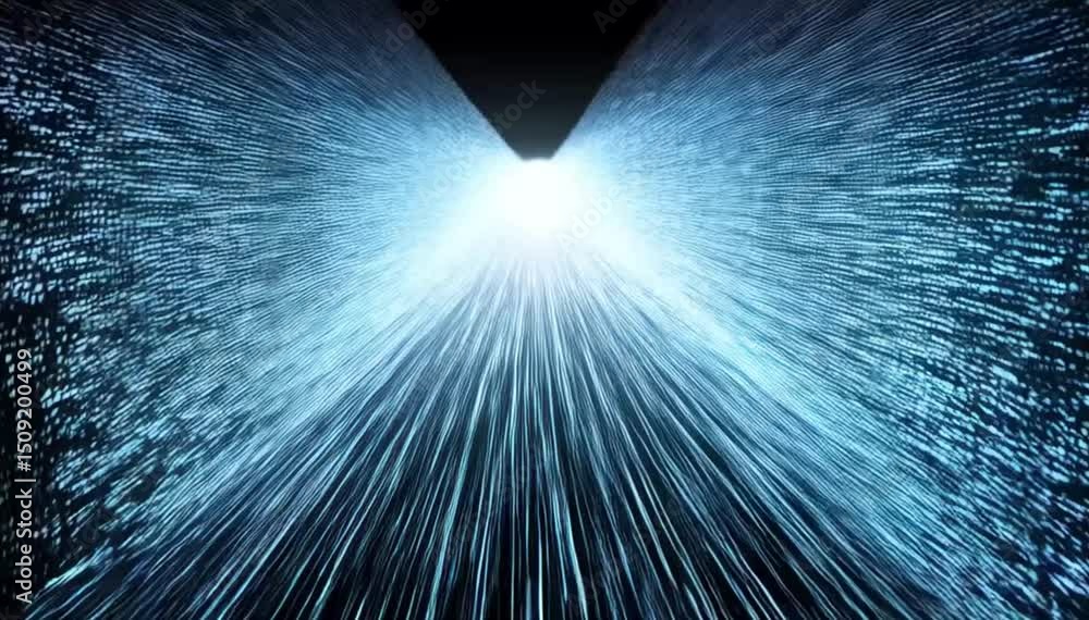 Poster abstract blue data stream tunnel digital visualization