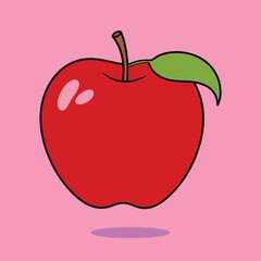 Apple Fruit Illustration. Apple Fruit Clipart. Red Apple Cartoon Hand-drawn Vector Icon