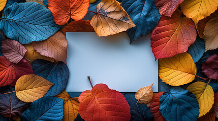 Wasp colored leaves and paper place for the inscription background