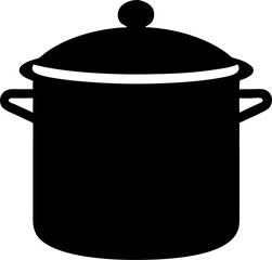 Simple silhouette of a black cooking pot with lid perfect for kitchen and culinary themes
