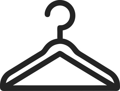 recommend clip art: Simple black outline illustration of a clothing hanger for fashion and wardrobe management.