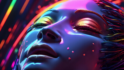 Colorful Neon Portrait of Futuristic Artificial Intelligence