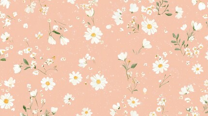 Delicate floral pattern on a pale peach background.