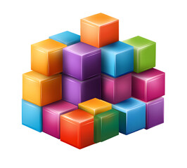 Obraz premium Multi colored toy blocks cube on transparent background