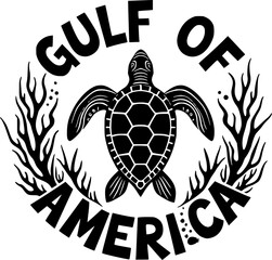 Naklejka premium Gulf Coast Turtle Emblem: Oceanic Silhouette Design