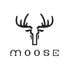 Obraz premium Moose logo design icon silhouette style vector minimal art illustration on a white background 