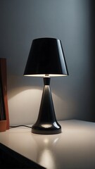 Black lamp illuminates a white surface against a dark background.