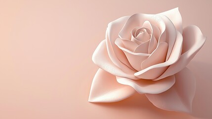 Delicate, light pink rose in a detailed, 3d design.