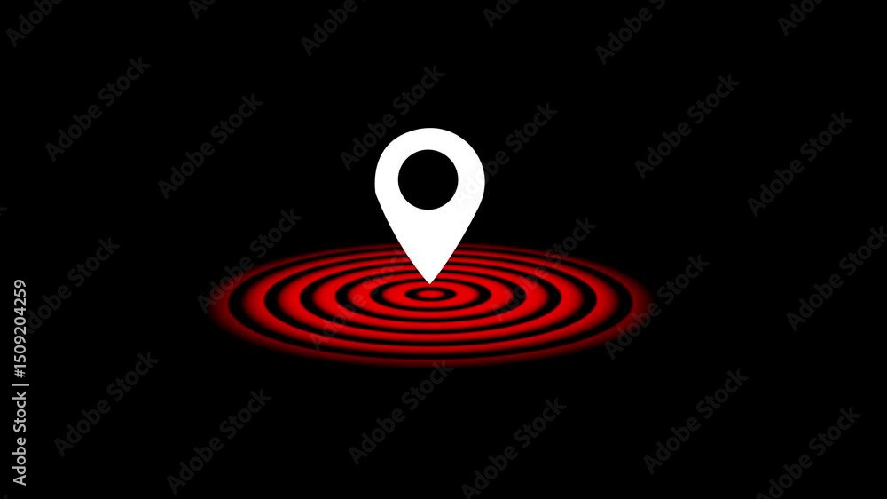 Poster google map white colored and red color signal point and location icon tracking concept on black scre